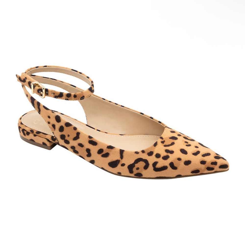 Crown & Ivy Tan Leopard Print Slingback Flats size 7.5 BRAND NEW